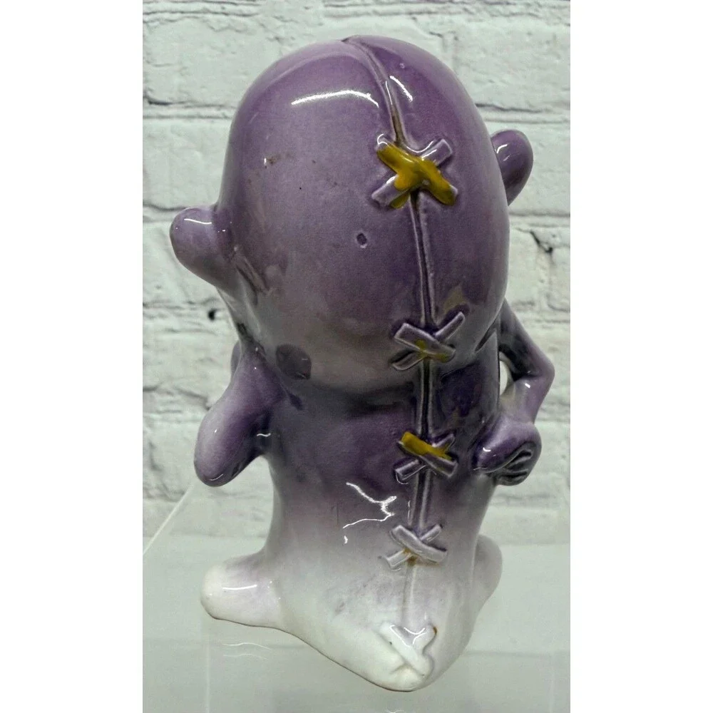 Vtg Kreiss Psycho Ceramics Purple Monster Figurine My Operation Stitches Kitschy
